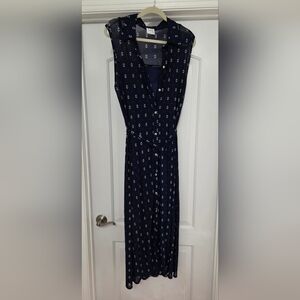 Elegant Navy Blue Patterned Dress